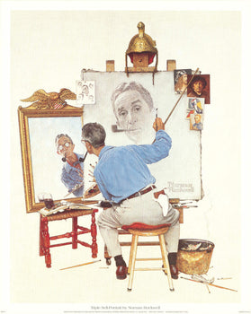 Norman Rockwell Triple Self-Portrait 