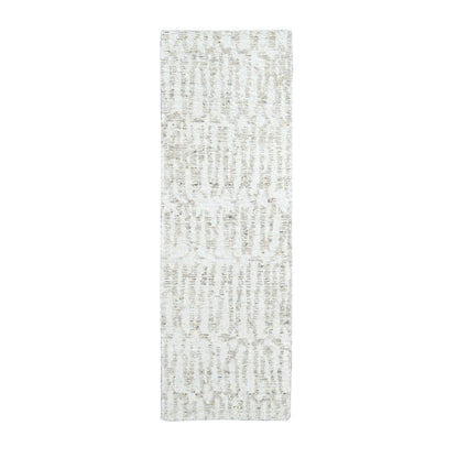 2'6"X7'9" Ivory Minimalist Swedish Design Hand Knotted Wool Runner Rug