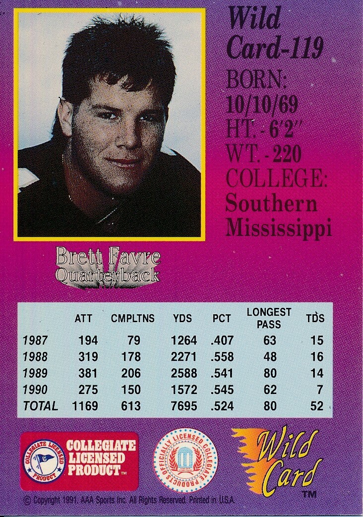 Lot Of (11) 1991 Wild Card Brett Favre Card #119  1St Edition 188327