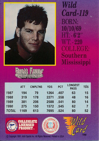 Lot Of (11) 1991 Wild Card Brett Favre Card #119  1St Edition 188327