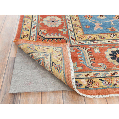 9'1"X11'8" Orange Afghan Peshawar Bookshaish Pure Wool Hand Knotted Rug