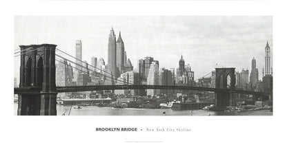 Artist Unknown The Brooklyn Bridge With The New York City Skyline In The Backgro