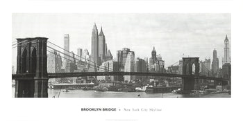 Artist Unknown The Brooklyn Bridge With The New York City Skyline In The Backgro