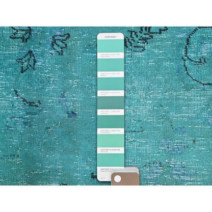 8'1"X11' Deep Green Hand Knotted 100% Wool Vintage Tebraz Oriental Rug