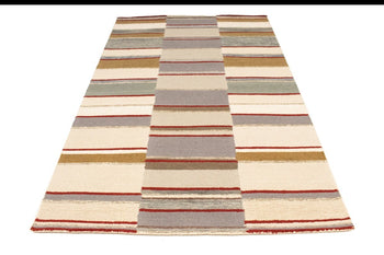 Hand-Tufted Multicolored Stripes 5X8 Modern Area