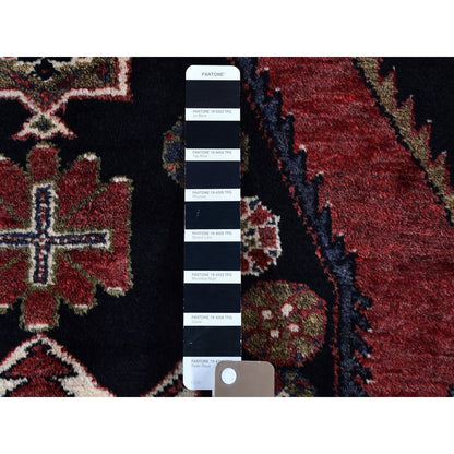 4'6"X6'6" Navy New Farsian Moozligoon Pure Wool Hand Knotted Oriental Rug