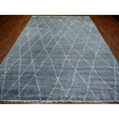8'6"X11'6" Gray, Hand Knotted, Moroccan Berber, Soft Wool Rug