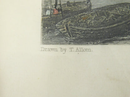 Thomas Allom "Quay Of Louis Xviii, Bordeaux" Hand-Colored Copper Plate Engraving