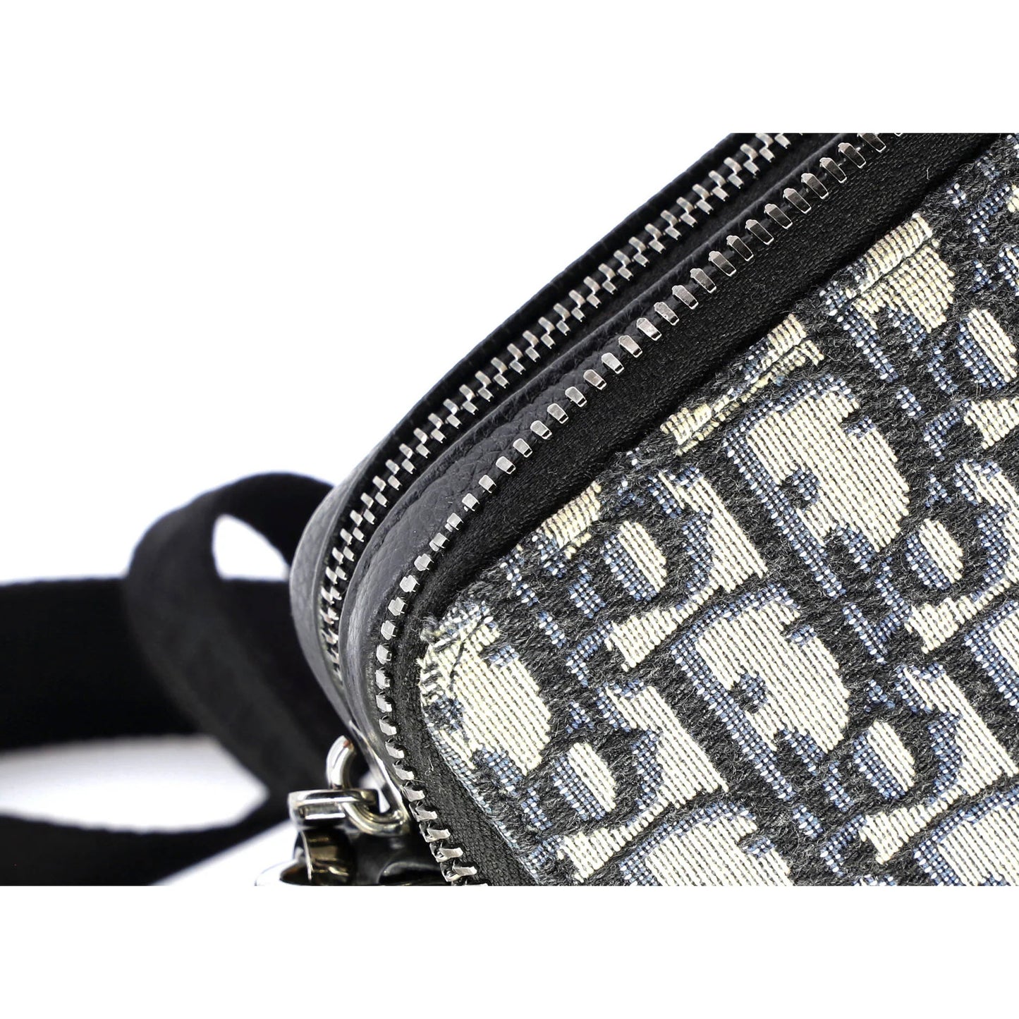 Canvas Christian Dior Double Zip Crossbody Pouch Oblique