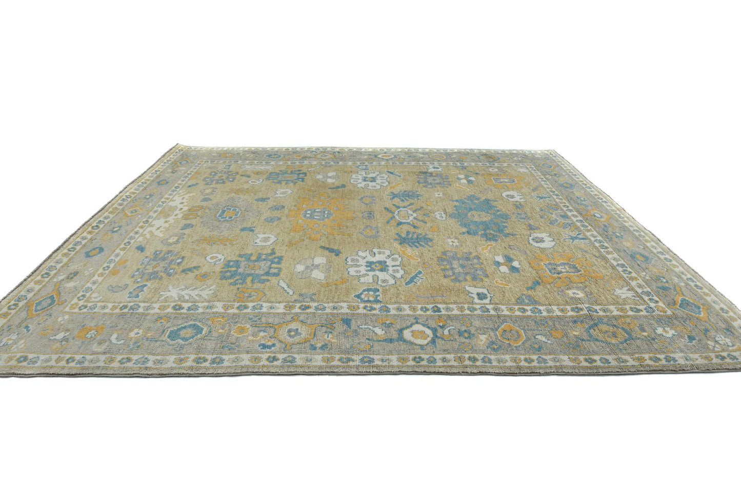 Oushak Pakistan Oriental Rug Muted Colors Floral