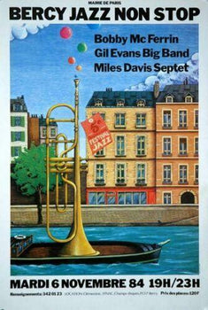 Michel Bouvet Bercy Jazz Non Stop  1984 Serigraph With Jazz Greats Original