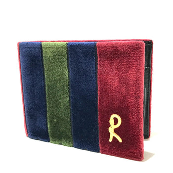 Roberta Di Camerino Folded Wallet Velor Red/Navy/Green Logo Women