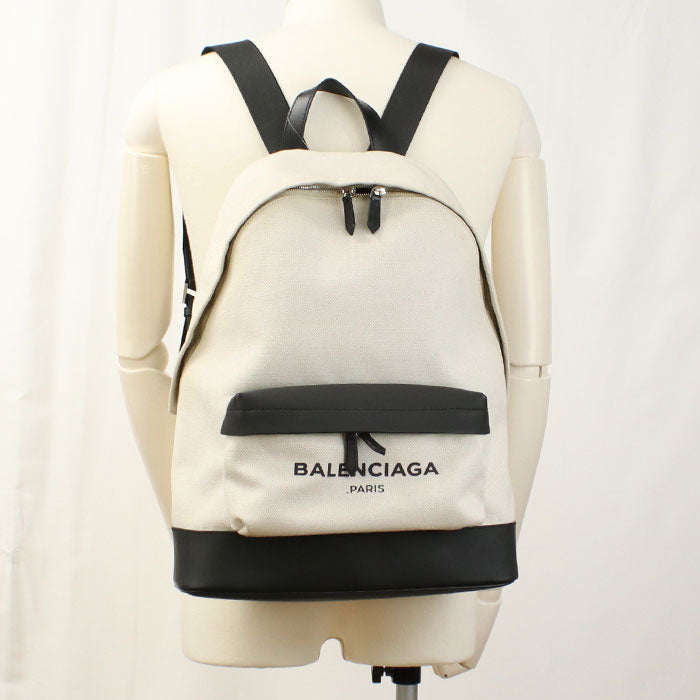 Balenciaga 392007 Backpack Canvas/Leather White Mens
