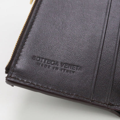 Bottega Veneta Bo81192 Tri-Fold Wallet Intrecciato Flap Wallet Leather Black Mens(Unisex)