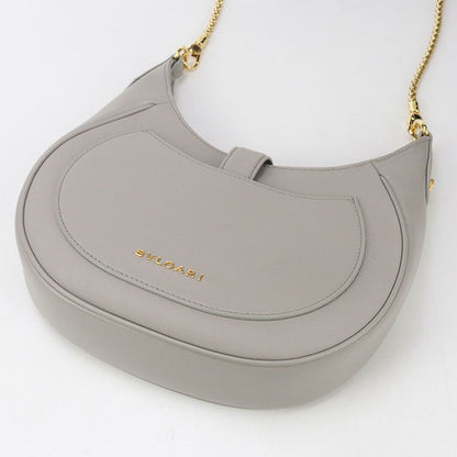 Bvlgari 2Way Serpenti Ellipse Handbag Leather Gray Women
