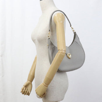 Bvlgari 2Way Serpenti Ellipse Handbag Leather Gray Women