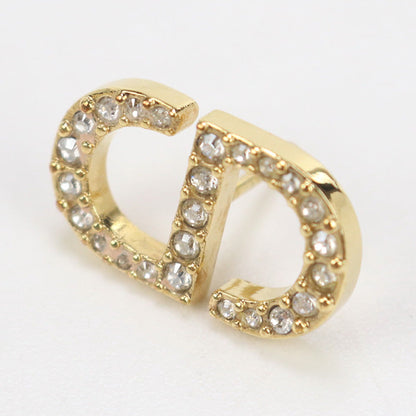 Christian Dior E1742Ptccy D301 Petite Cd Stud Earrings Metal Gold Women