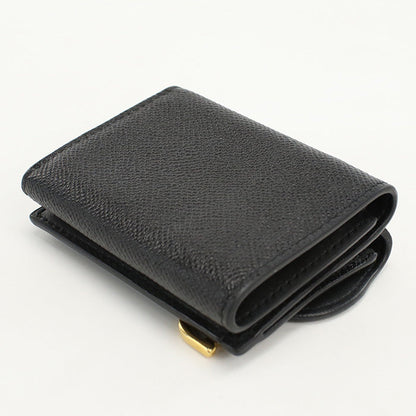 Dior Tri-Fold Wallet Saddle Leather Black Women
