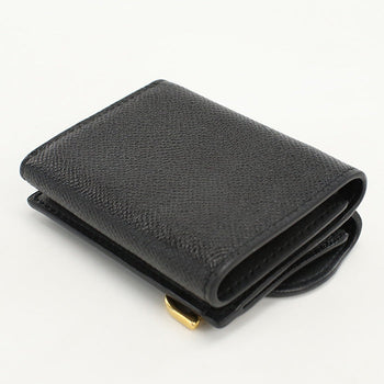 Dior Tri-Fold Wallet Saddle Leather Black Women