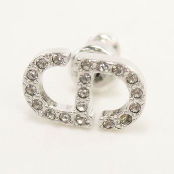 Dior E3045Womcy D001 Pierce Petit Cd Mini Stud Earrings Metal, White Crystal Silver Women