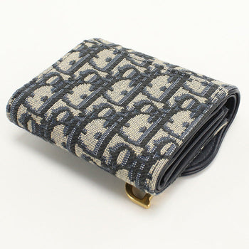 Dior S5652 Ctzq M928 Lotus Wallet Saddle Folded Wallet/Dior Oblique Navy Women