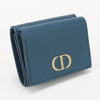 Dior Tri-Fold Wallet Dior Caro Three Fold Wallet Leather Blue Women