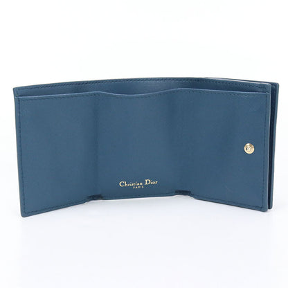 Dior Tri-Fold Wallet Dior Caro Three Fold Wallet Leather Blue Women