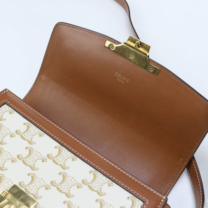 Celine 18888 2Bz4 01Bc Teen Triomphebag Canvas Shoulder Pvc/Calfskin White Women