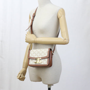 Celine 18888 2Bz4 01Bc Teen Triomphebag Canvas Shoulder Pvc/Calfskin White Women