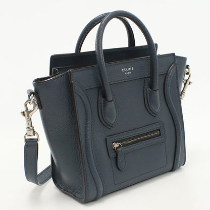 Celine 189243 Handbag Luggage Nano Shopper 2Way Handbag Leather Navy Women