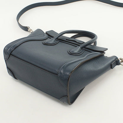 Celine 189243 Handbag Luggage Nano Shopper 2Way Handbag Leather Navy Women
