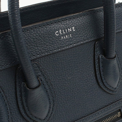 Celine 189243 Handbag Luggage Nano Shopper 2Way Handbag Leather Navy Women