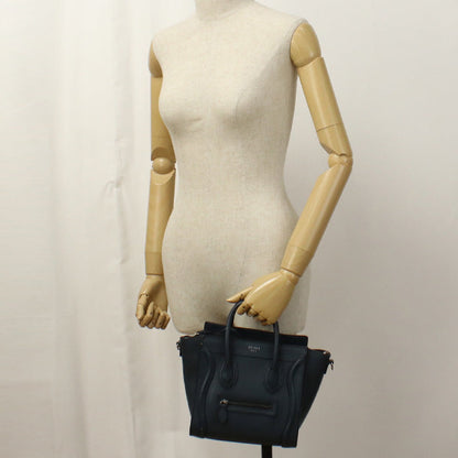 Celine 189243 Handbag Luggage Nano Shopper 2Way Handbag Leather Navy Women