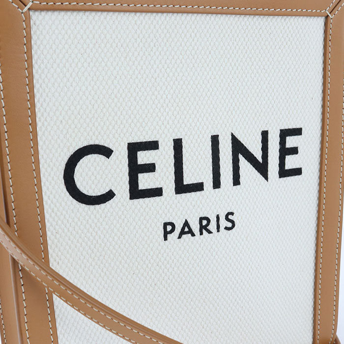 Celine 193302Bnz.02Nt Vertical Hippopotamus Handbag Canvas/Calfskin White Women