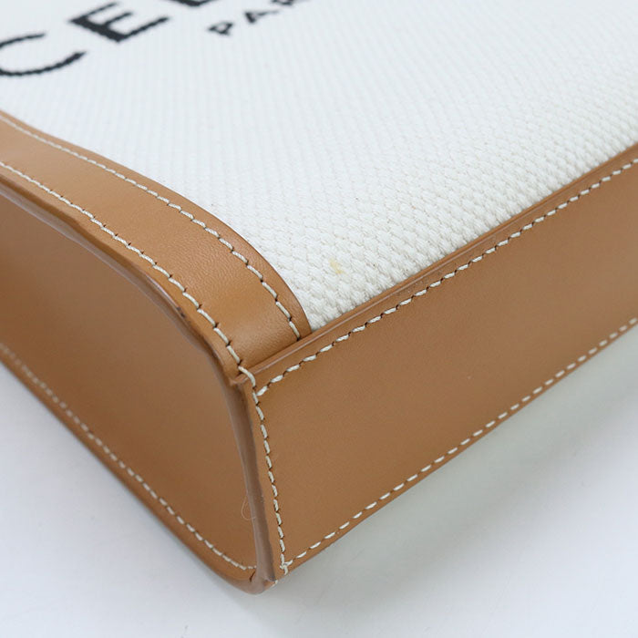 Celine 193302Bnz.02Nt Vertical Hippopotamus Handbag Canvas/Calfskin White Women