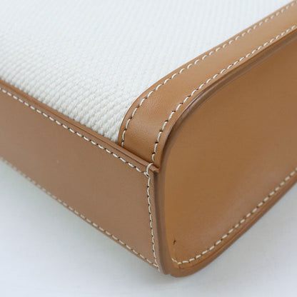 Celine 193302Bnz.02Nt Vertical Hippopotamus Handbag Canvas/Calfskin White Women