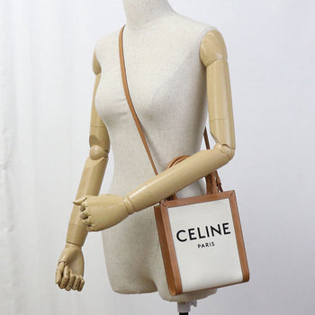 Celine 193302Bnz.02Nt Vertical Hippopotamus Handbag Canvas/Calfskin White Women