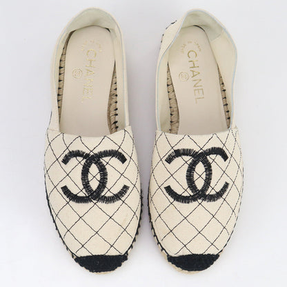 Chanel Espadrille Coco Mark Espadrille Canvas White Women