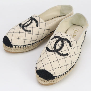 Chanel Espadrille Coco Mark Espadrille Canvas White Women