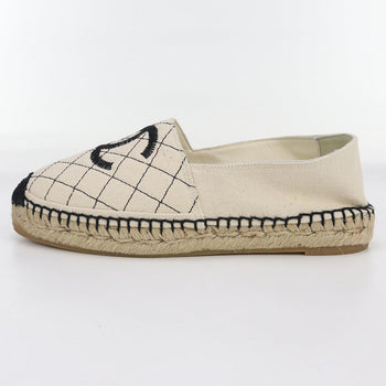 Chanel Espadrille Coco Mark Espadrille Canvas White Women