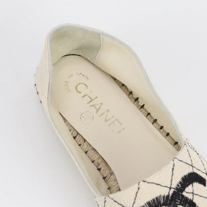 Chanel Espadrille Coco Mark Espadrille Canvas White Women