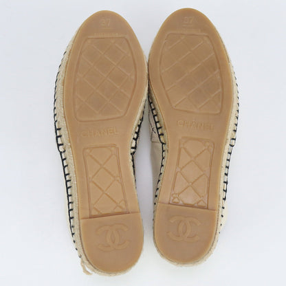 Chanel Espadrille Coco Mark Espadrille Canvas White Women
