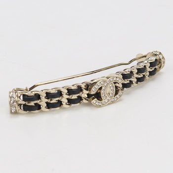 Chanel Rhinestone Hair Clip Brand Miscellaneous Goods Metal Clip Gold Women