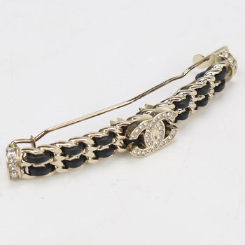 Chanel Rhinestone Hair Clip Brand Miscellaneous Goods Metal Clip Gold Women