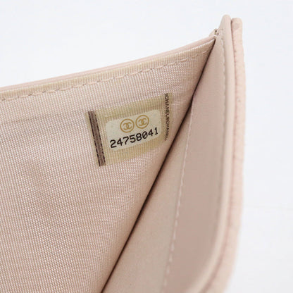 Chanel A84346 Tri-Fold Wallet Chevron V Stitch Small Flap Wallet Leather Pink Women
