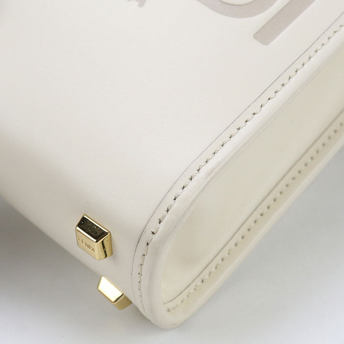 Fendi Fe90052 Sunshine Shopper Mini Tote Bag Leather White Women