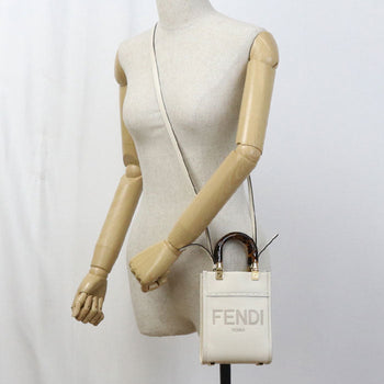 Fendi Fe90052 Sunshine Shopper Mini Tote Bag Leather White Women
