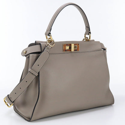Fendi 8Bn290 3Zl F0E65 2Way Peekaboo Handbag Leather Gray Women