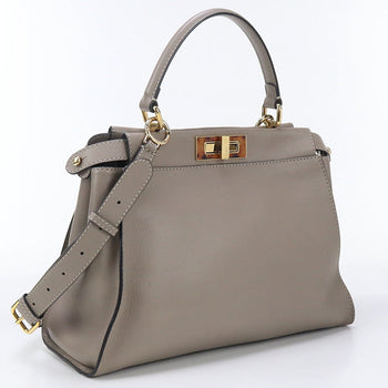 Fendi 8Bn290 3Zl F0E65 2Way Peekaboo Handbag Leather Gray Women