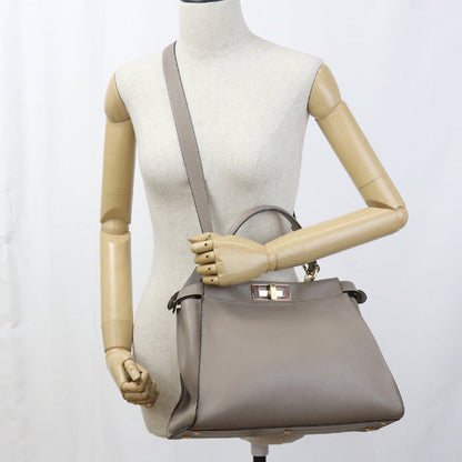 Fendi 8Bn290 3Zl F0E65 2Way Peekaboo Handbag Leather Gray Women